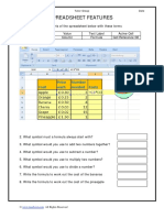 Spreadsheet Features Task 2007