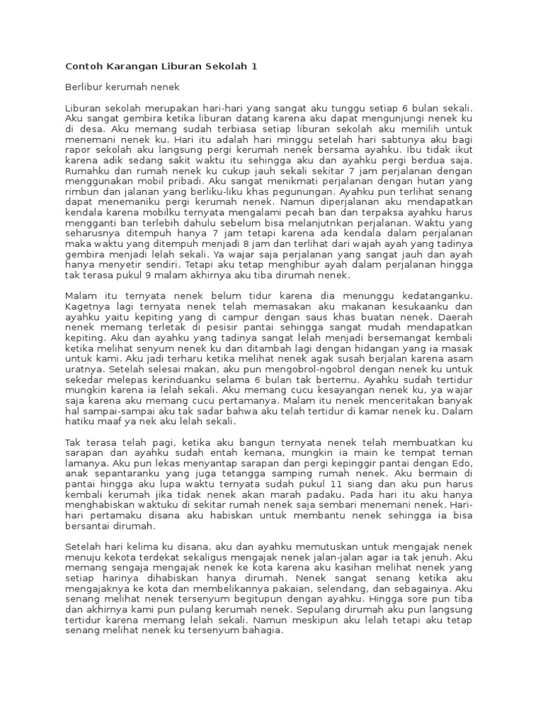 Karangan Berlibur Ke Rumah Nenek Soal Zaki