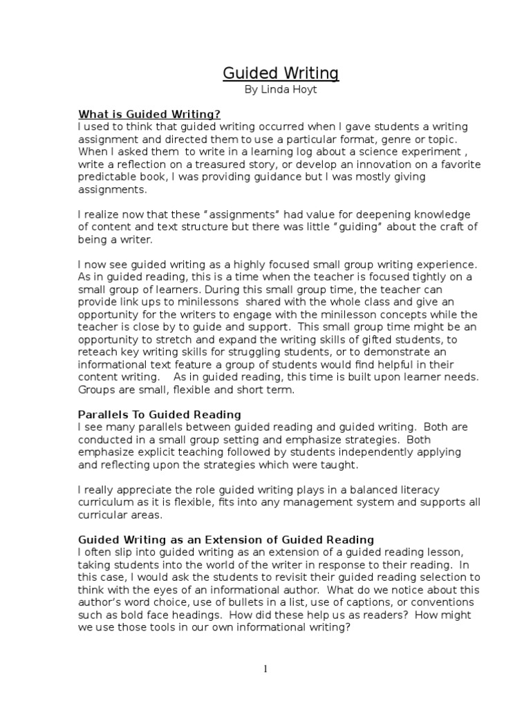 Guided Writing PDF Learning Teaching