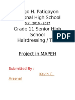 Diego H. Patigayon National High School Grade 11 Senior High School Hairdressing / TVL Project in MAPEH