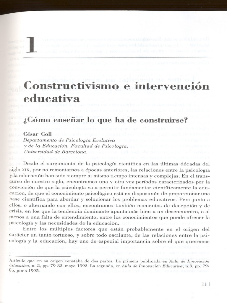 Psicología y Educación: Un Marco Necesario | PDF | Plan de estudios ...