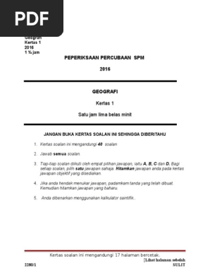 Percubaan Spm K1 Dan Skema Geog 2016 Pdf
