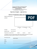 Ministry of Education: Registration of Suppliers - Application Form