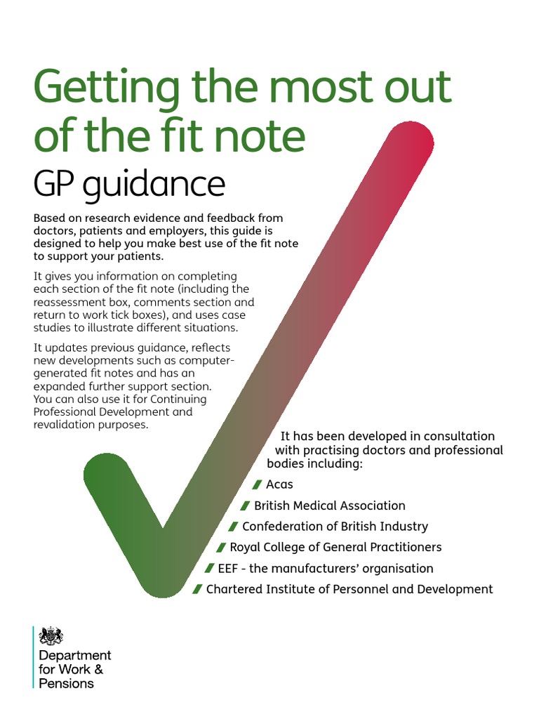 Getting The Most Out of The Fit Note GP Guidance General Practitioner