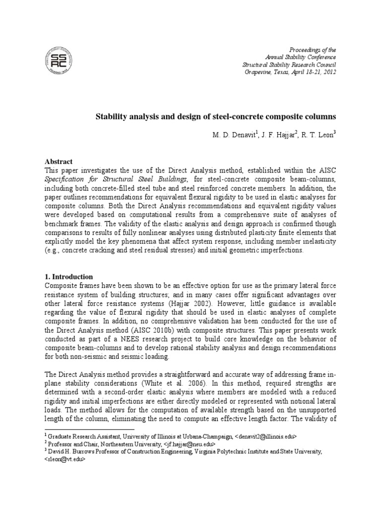 Stability Analysis of Composite Columns | PDF | Buckling | Bending