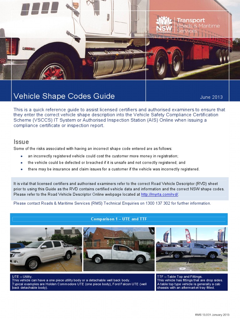 Vehicle Shape Codes Reference Guide | PDF | Van | Truck