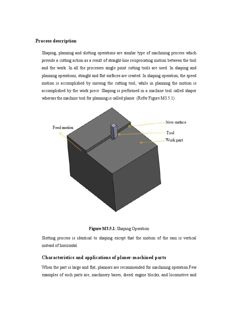 Parts Produced by Planning, Shaping and Slotting Process Description PDF Machining
