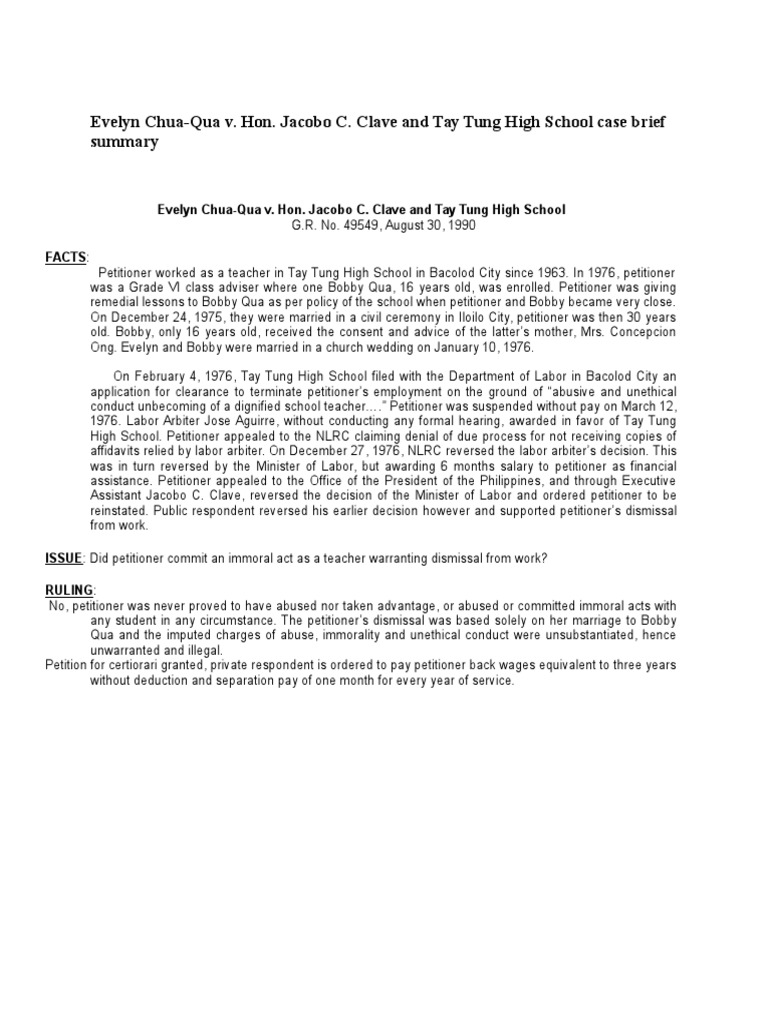 4 ChuaQua vs. Clave Digest Download Free PDF Public Law Common Law