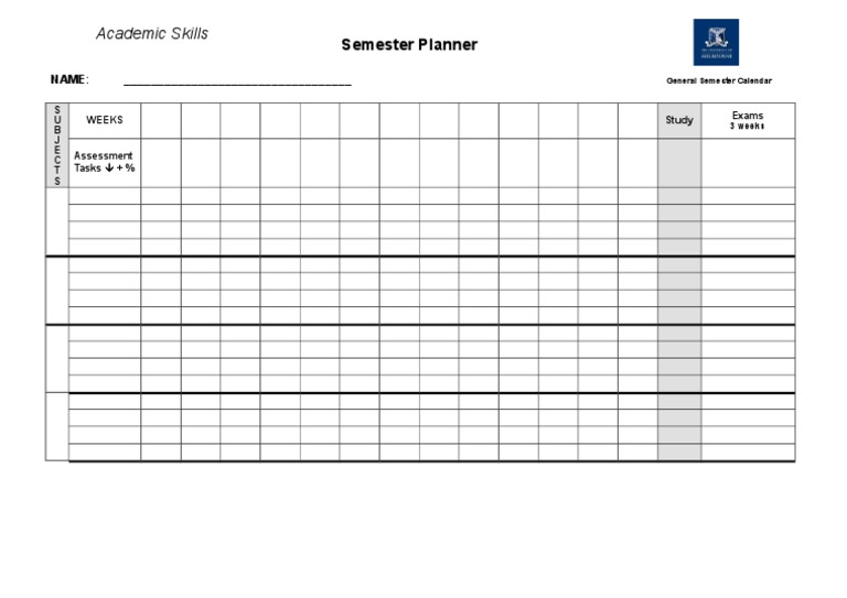 Academic Skills Semester Planner | PDF
