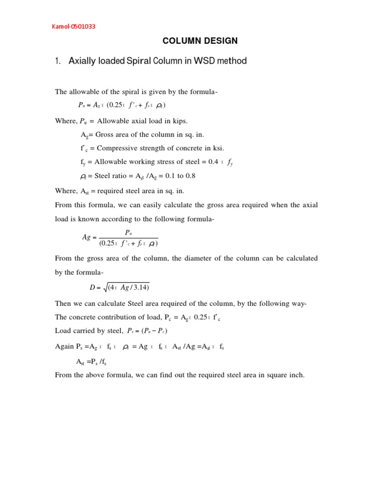 Column Design Formulas and Methods | PDF | Column | Strength Of Materials