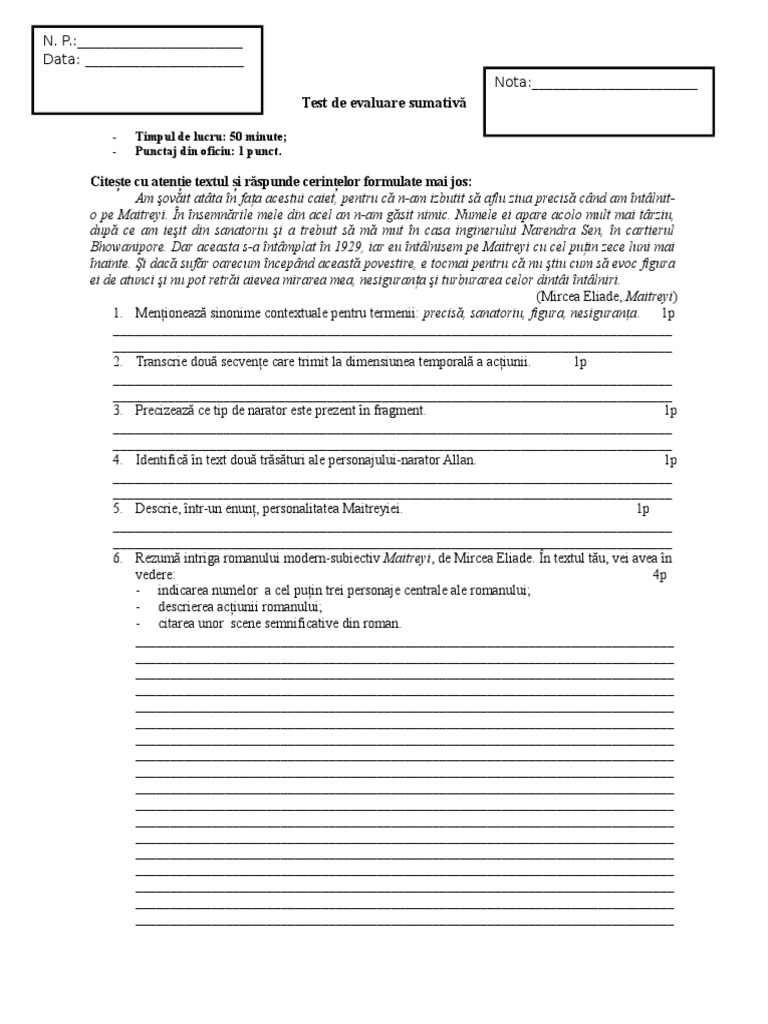 Test Sumativ Maitreyi | PDF