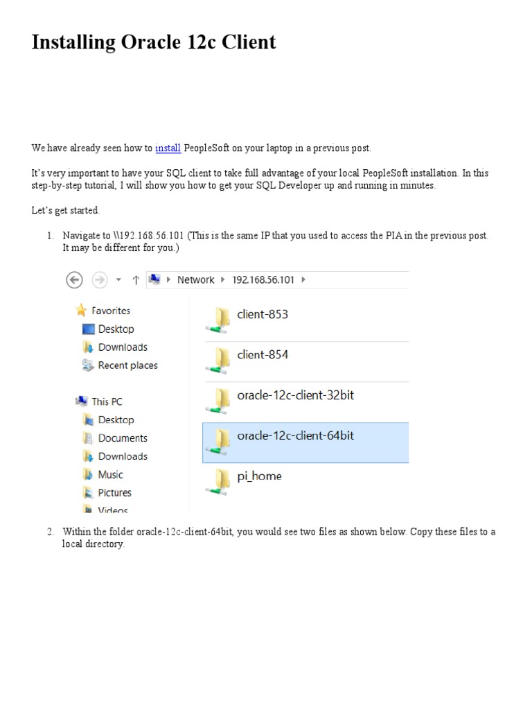 Installing Oracle 12c Client Installation | PDF