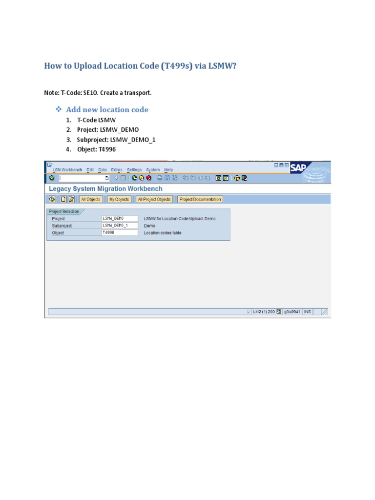Uploading Location Codes via LSMW | PDF