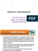 Health Insurance: S.B.Chougule Dept of Hospital Administration