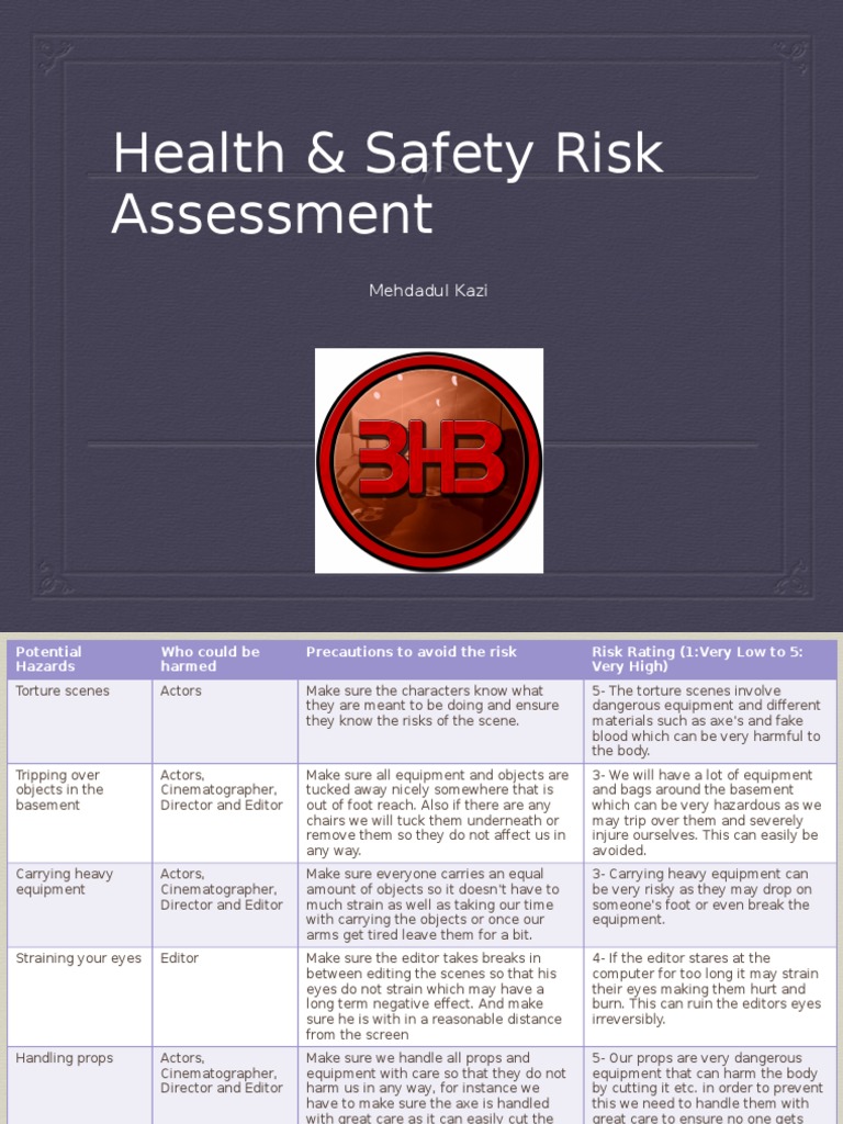 Health & Safety Risk Assessment Guide | PDF | Risk | Occupational ...