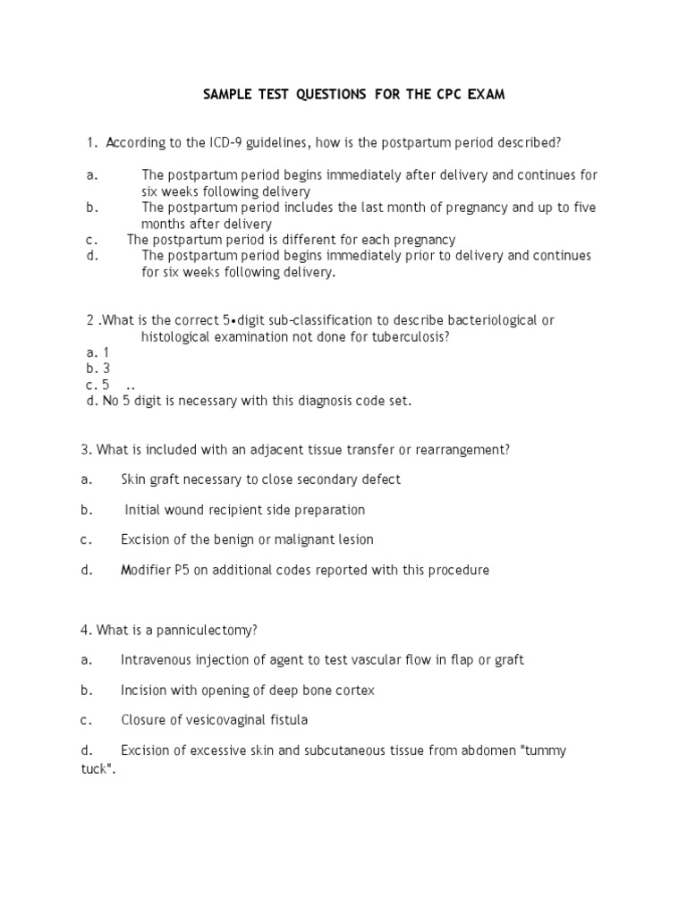 sample-test-questions-for-the-cpc-exam-1-surgery-medical-specialties