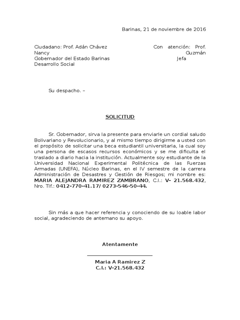 Oficio Solicitud de Beca