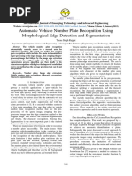 Automatic Vehicle Number Plate Recognition Using Morphological Edge Detection and Segmentation