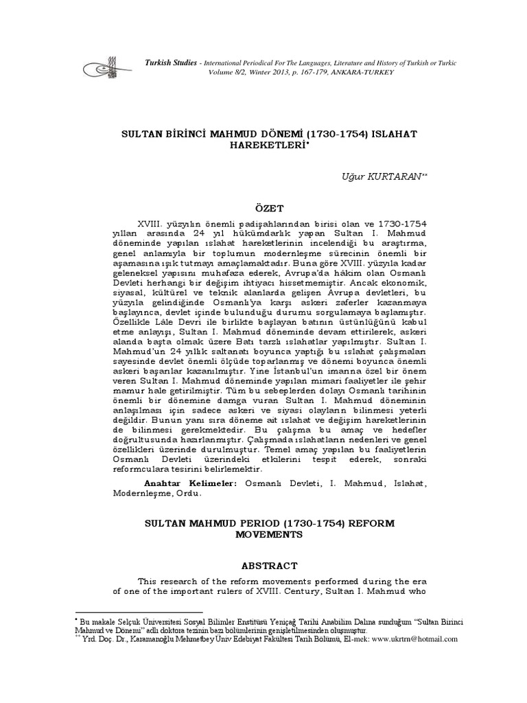 Mahmut Dönemi Islahat Hareketleri PDF | PDF