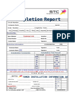 Completion Report: Customer Installation Information Sheet