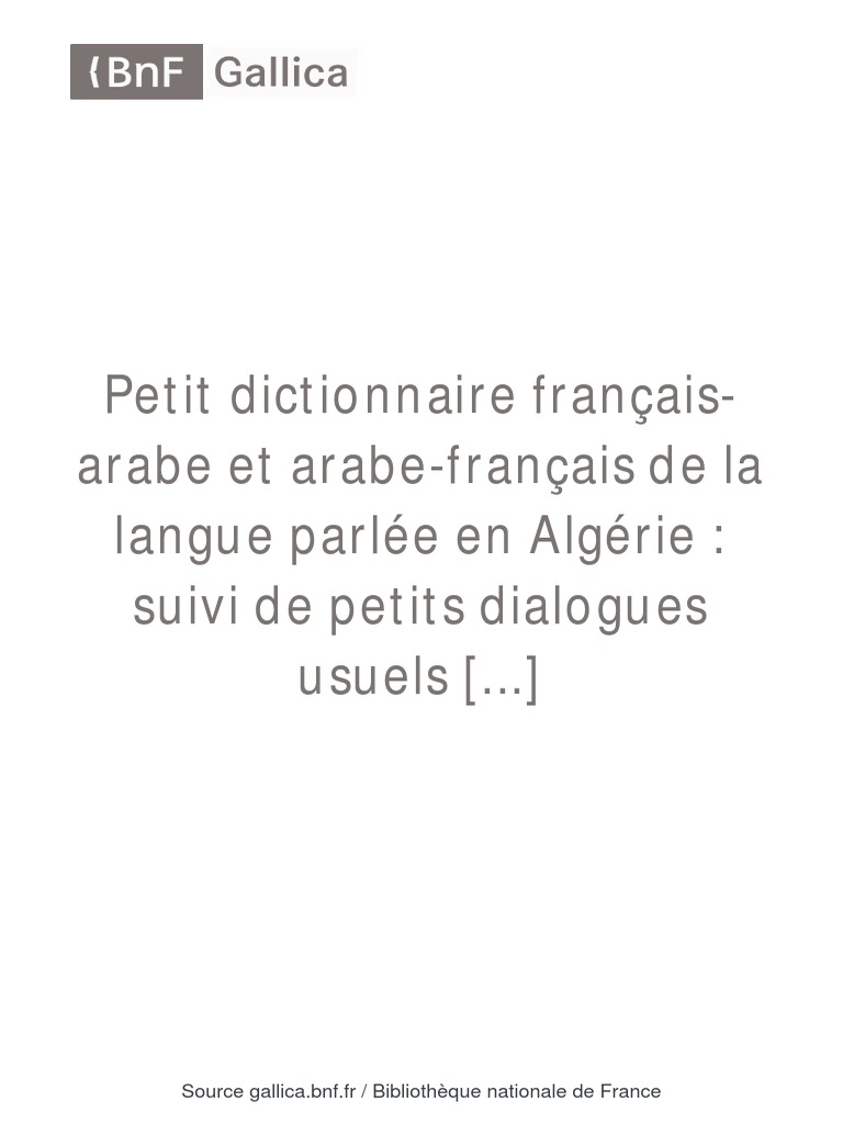 Petit Dictionnaire Francais Arabe Et Arabe Francais Pdf Droit Statutaire Propriete Intellectuelle