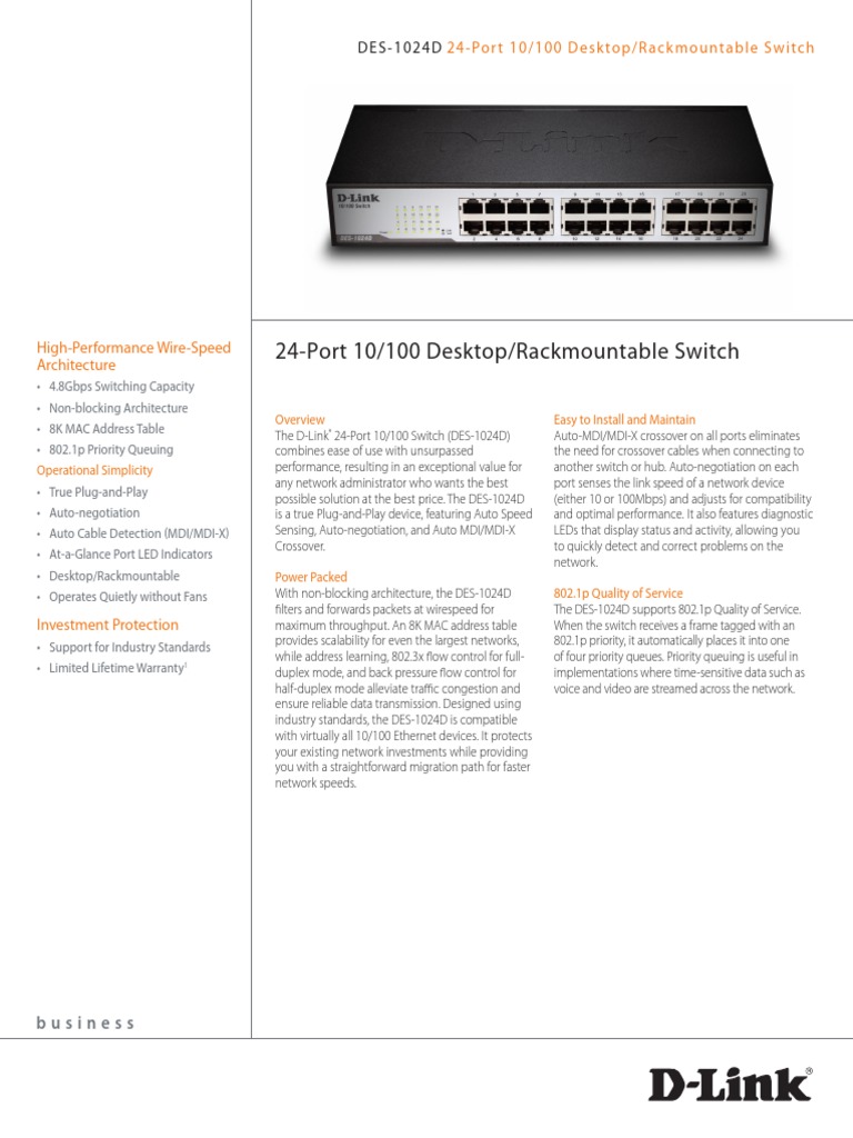 Des 1024d Datasheet en Us | PDF | Ethernet | Computer Network