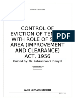 Control of Eviction of Tenant With Role of Slum Area (Improvement and Clearance) Act, 1956