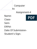 Computer Networks Assignment-4 Name-Class - Sem - Erpid - Date of Submission - Student'S Sign