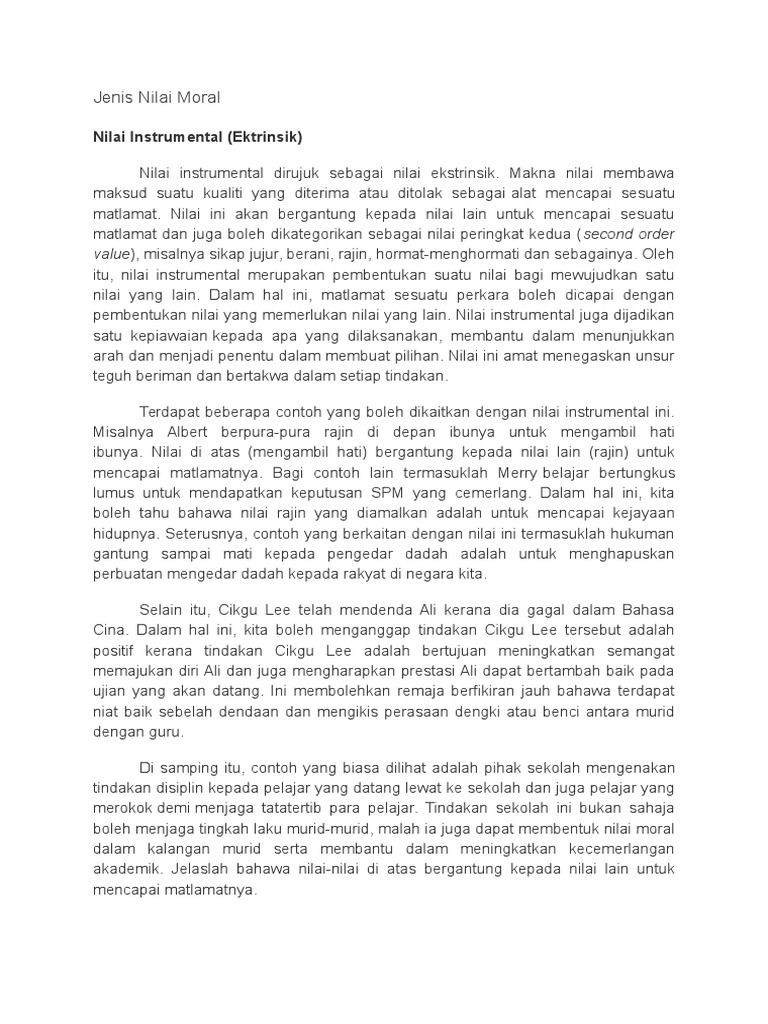 Main Draft Jenis Nilai Moral Pdf