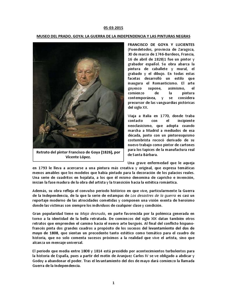 Goya y la Guerra de la Independencia | PDF | Pinturas | Artes plásticas