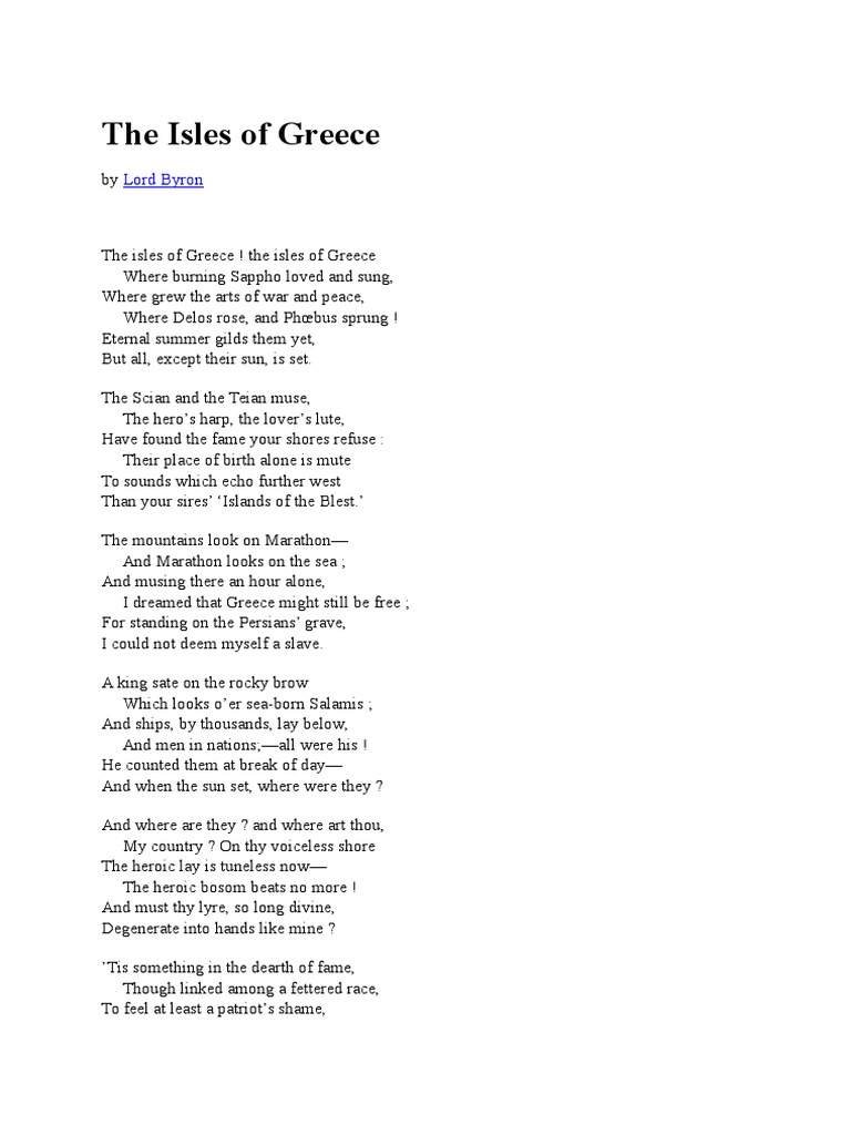 The Isles Of Greece Lord Byron Ancient Greece