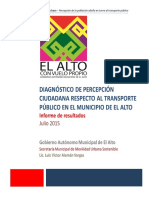 Diagnóstico de Base Percepción Ciudadana Sobre Transporte Municipio de El Alto