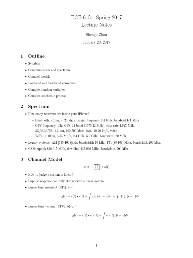 ECE 6151, Spring 2017 Lecture Notes: 1 Outline | PDF | Normal ...