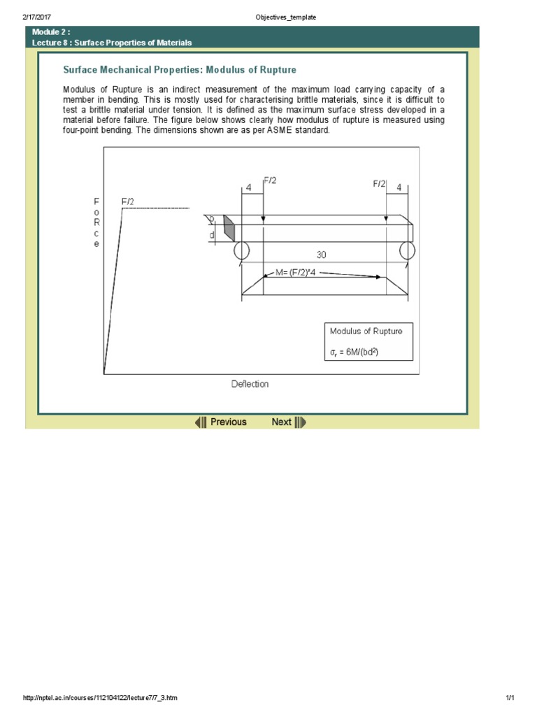 Surface Mechanical Properties: Modulus of Rupture | PDF
