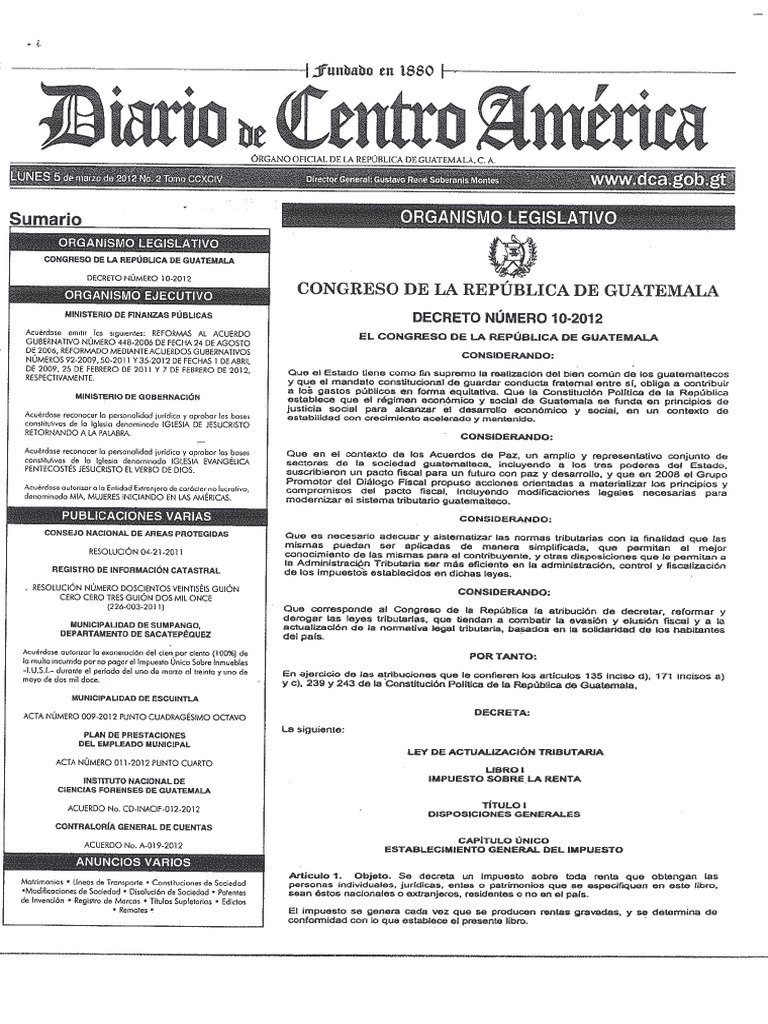 Decreto 10-2012 PDF PDF Foto Foto