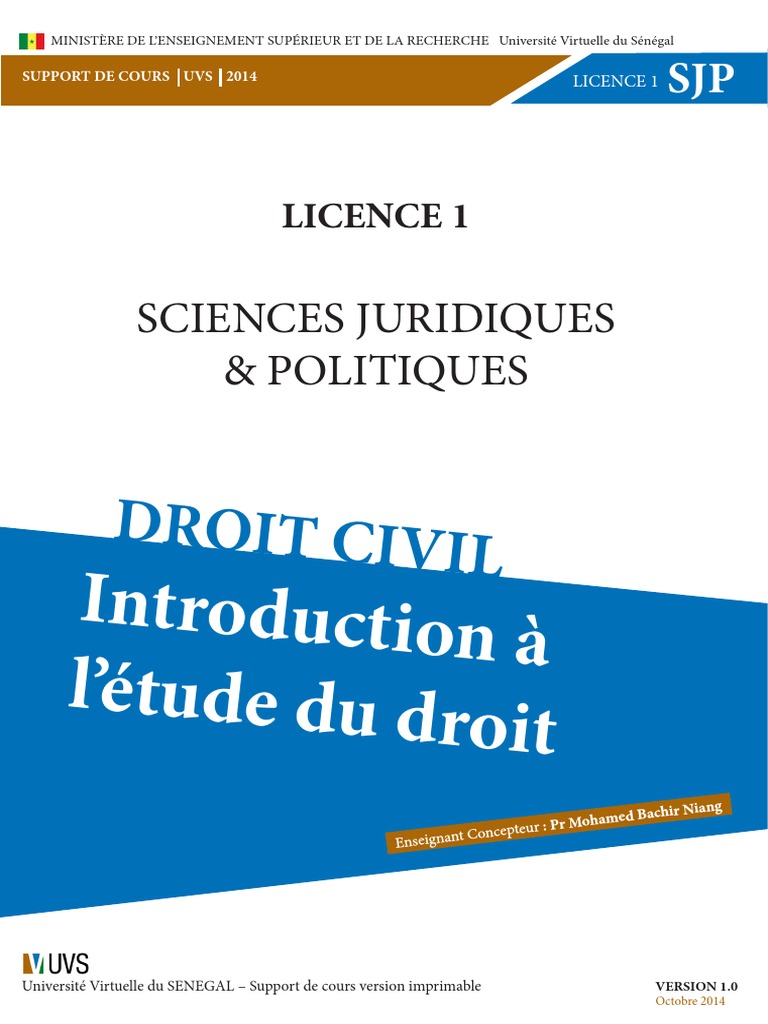 Introduction au Droit Civil Sénégalais | PDF | Justice | Crime et violence