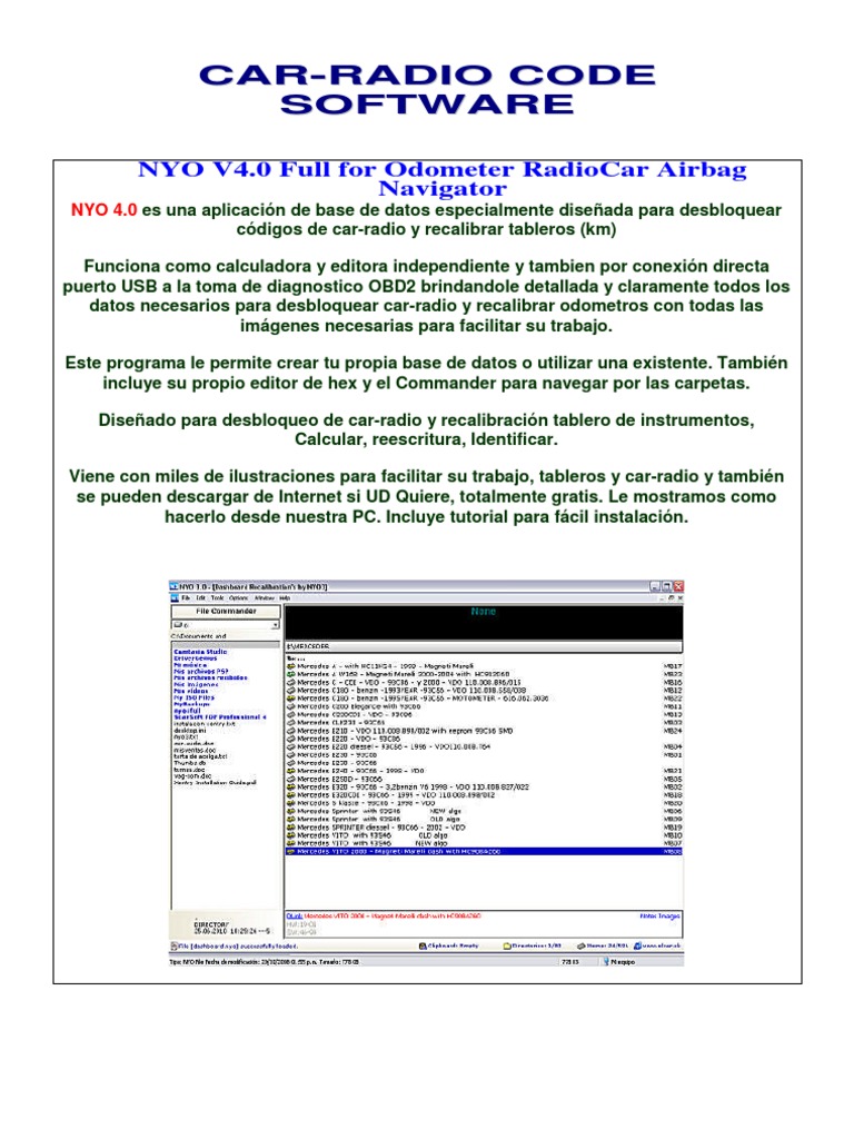 Software NYO 4.0 para Códigos de Radio | PDF | Fabricantes de vehículos ...
