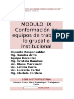 MÓDULO IX Conformación de equipos de trabajo, lo grupal e institucional