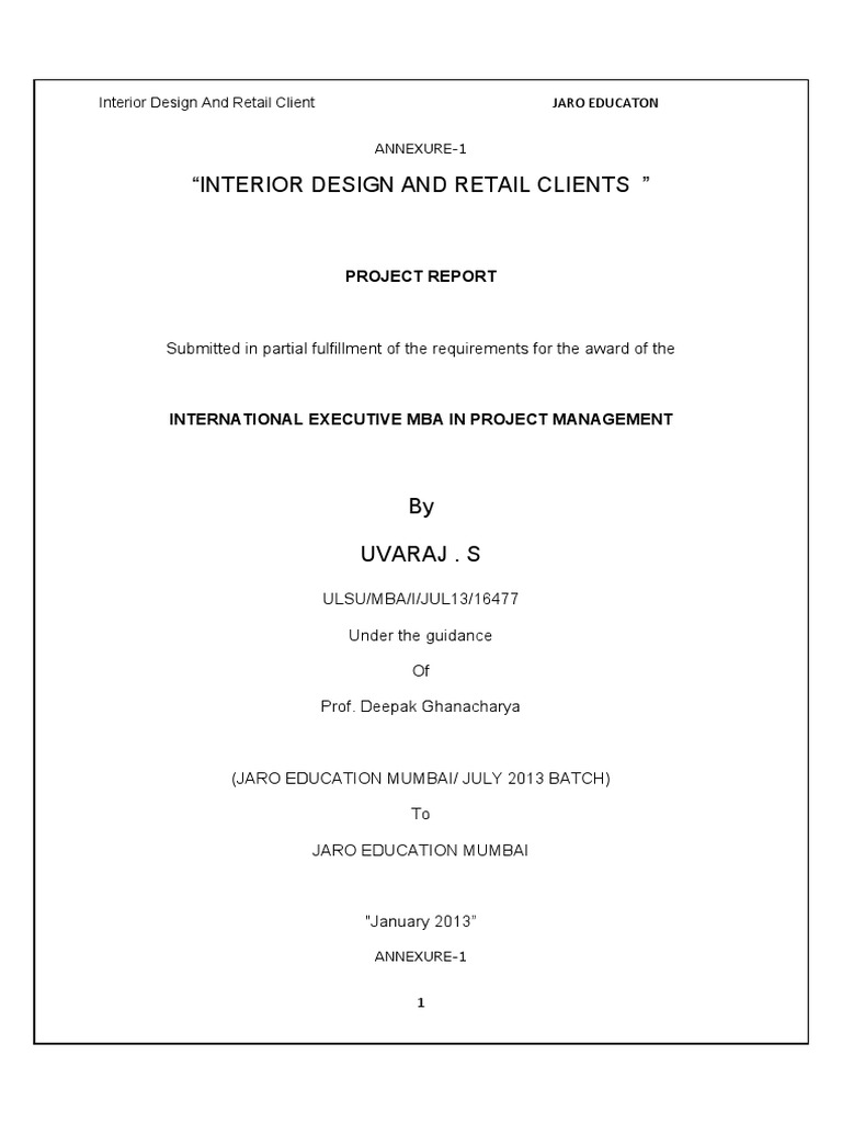 Interior Design Project Report Overview | PDF | Interior Design | Retail