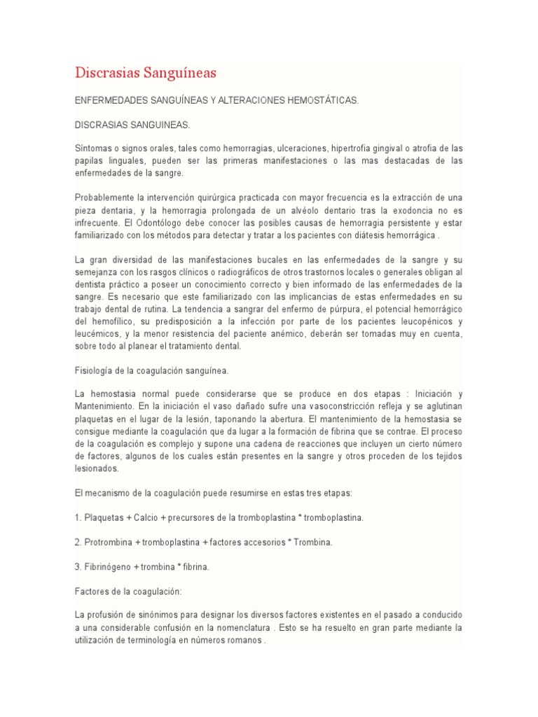 Discrasias Sanguíneas | PDF | Leucemia | Coagulación