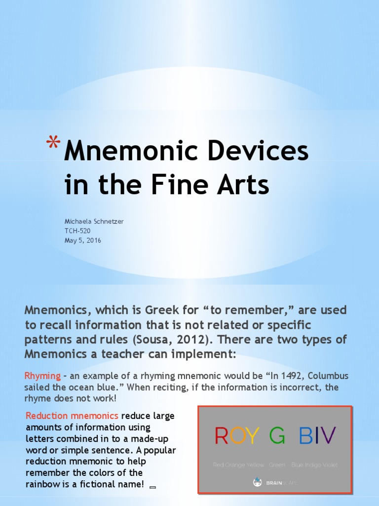 Mnemonic Devices Examples