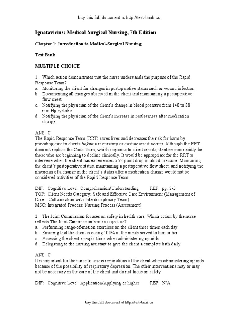 Test Bank For Medical Surgical Nursing Patient Centered Collaborative ...