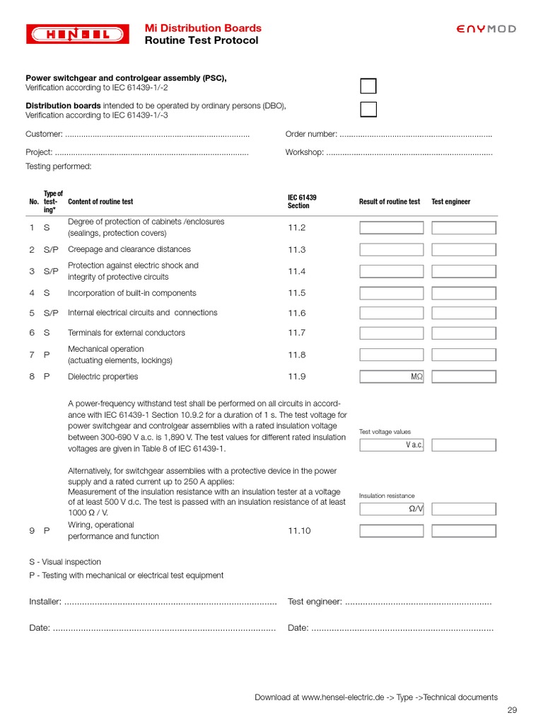 Routine Test Protocol for Distribution Boards Outlines Standardized