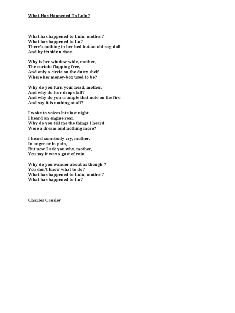 What Has Happened To Lulu 2 PDF Grief Poetry