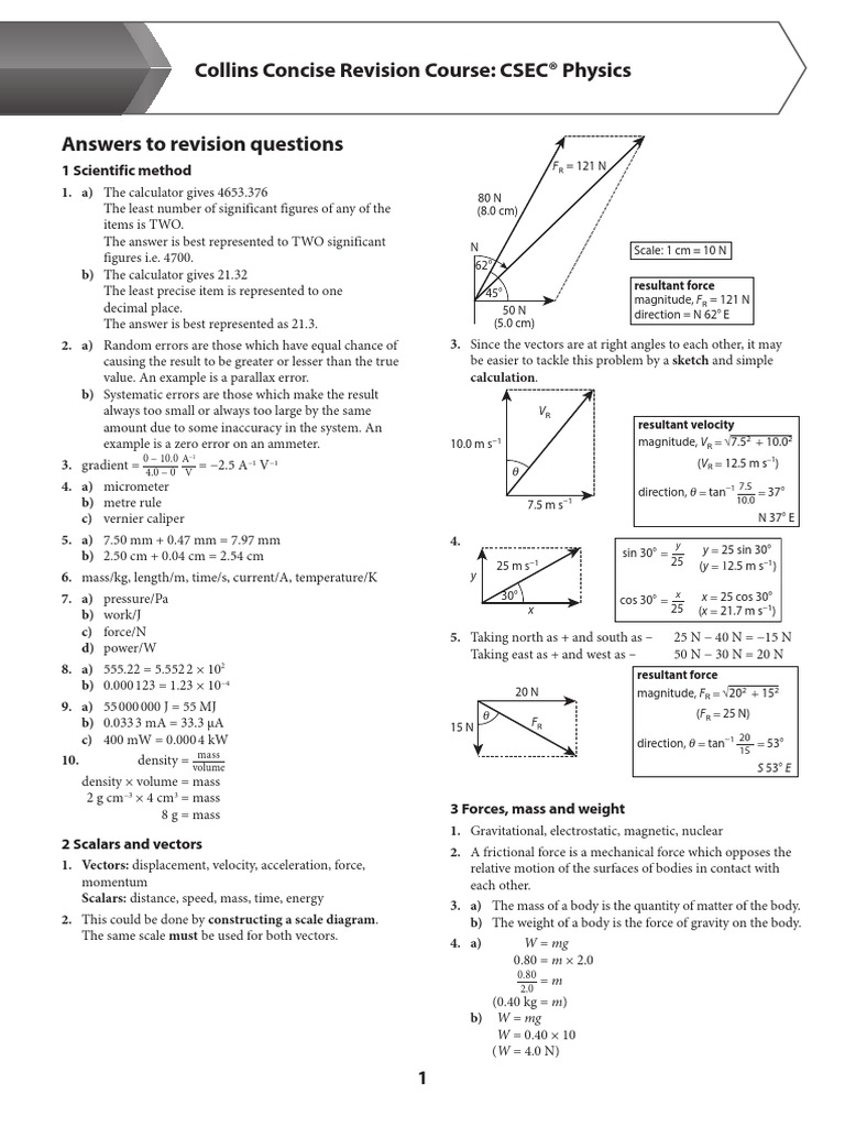 CSEC Physics Revision Guide Answers Buoyancy Force