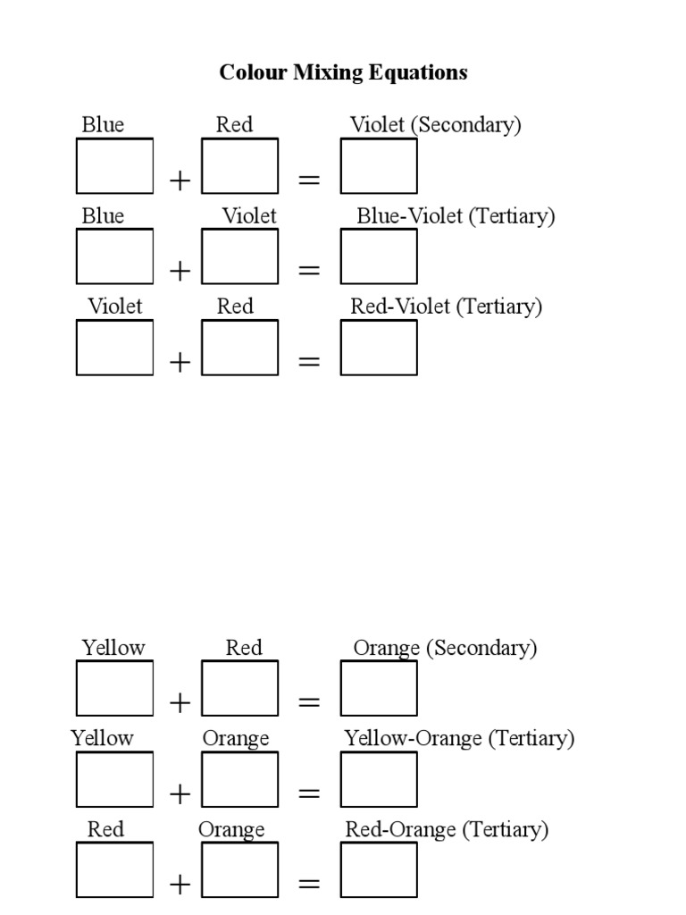 Colour Mixing Equations PDF