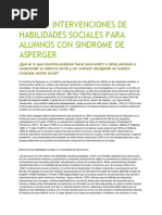 Diseñar Intervenciones de Habilidades Sociales para Alumnos Con Sindrome de Asperger
