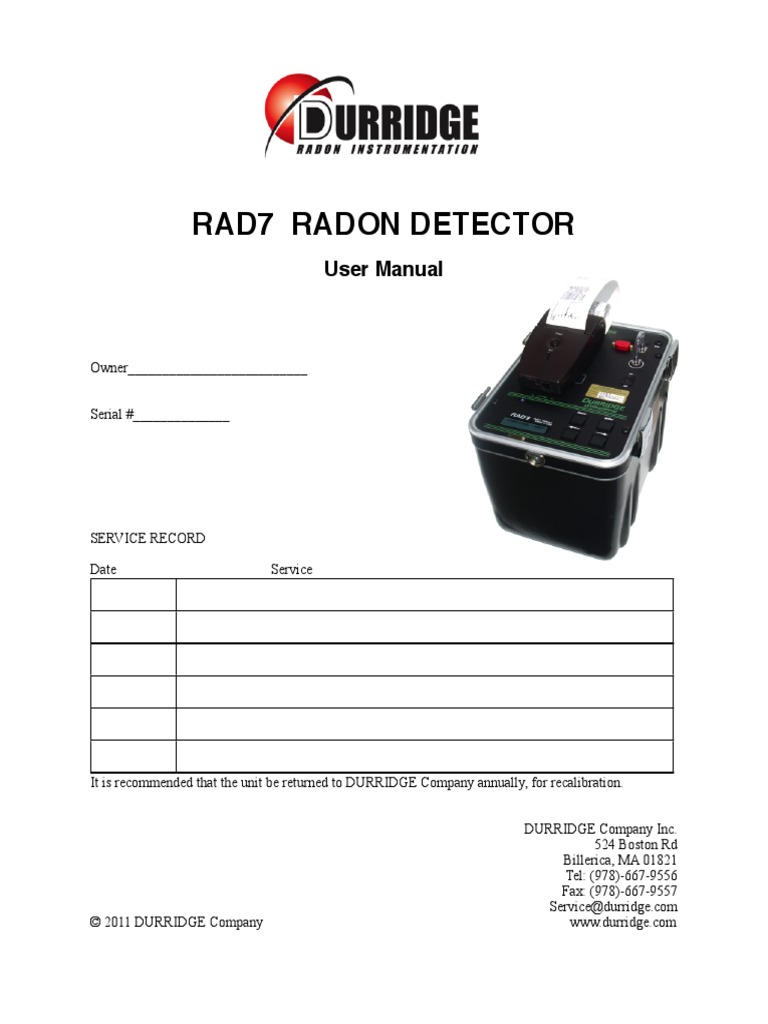 Rad7 Radon Detector: User Manual | PDF | Electrical Engineering ...
