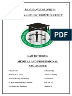 Dr. Ram Manohar Lohiya National Law University, Lucknow: Law of Torts: Medical and Professional Negligence