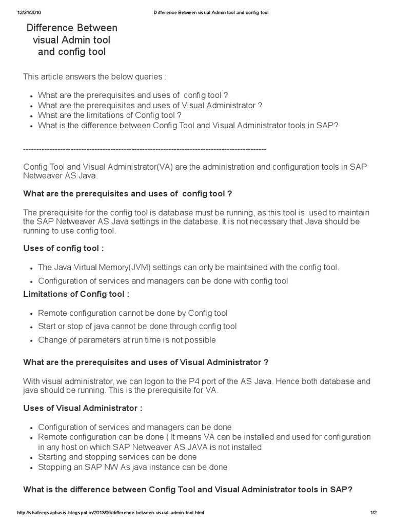 Difference Between Visual Admin Tool and Config Tool | PDF | Java ...